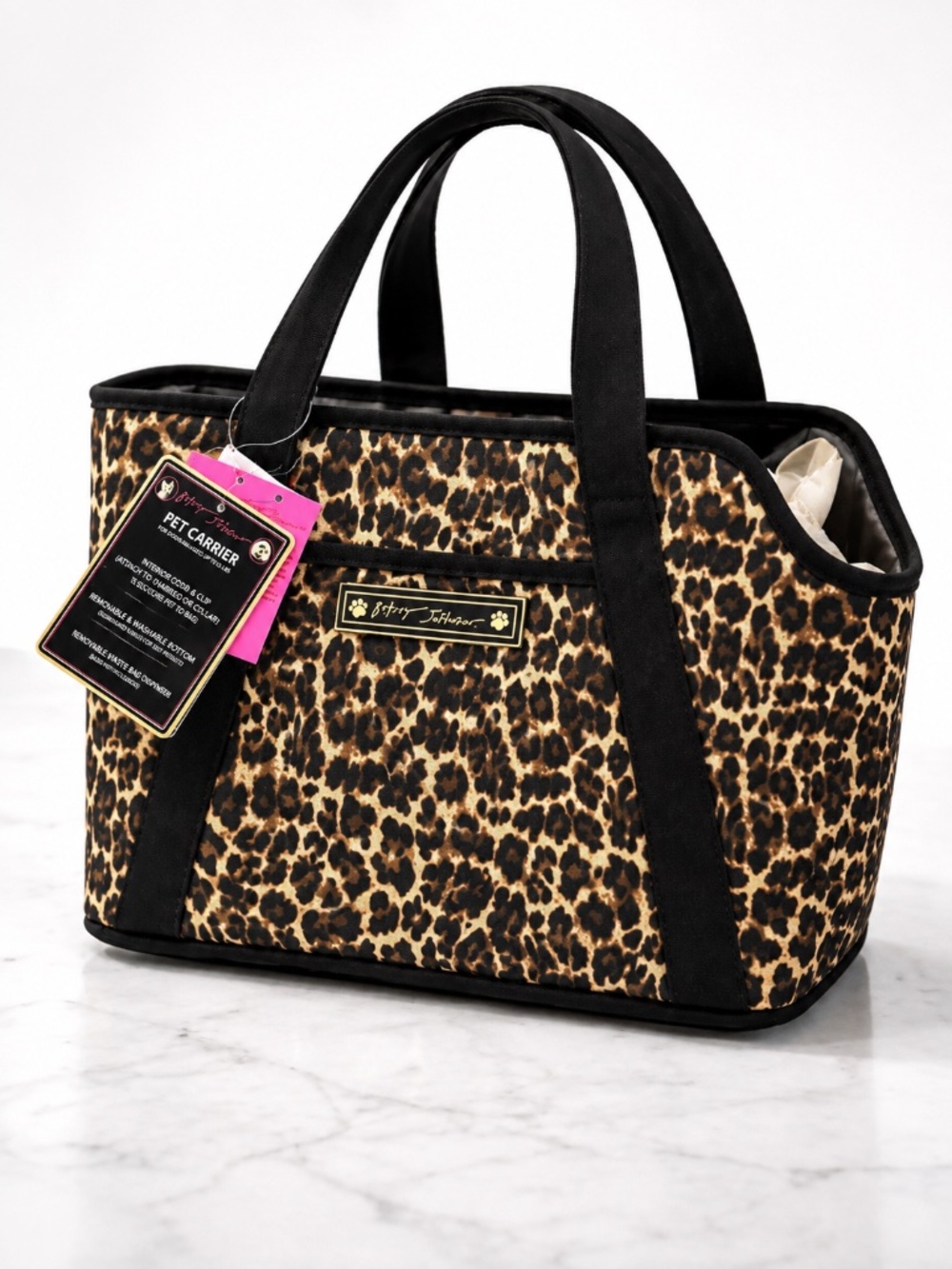 Betsey Johnson Leopard Pet Carrier Bag Dog Cat Tote Canvas 16lb NWT Animal Print